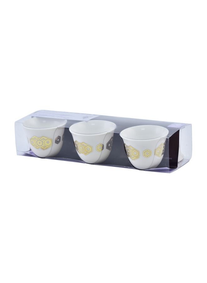 Dimlaj 6-Piece Dara Porcelain Coffee Cup Set White/Gold 200ml - Image 1