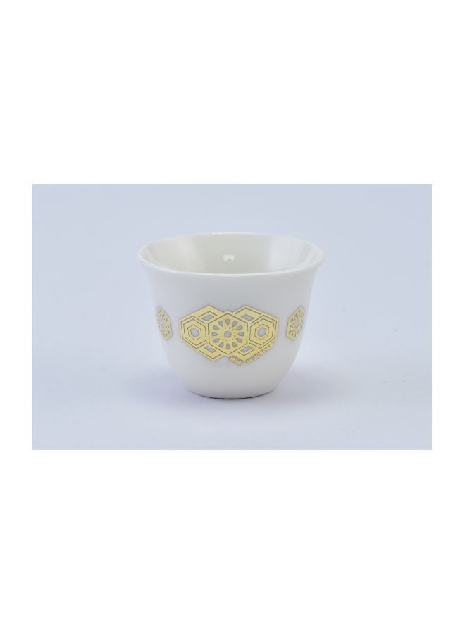 Dimlaj 6-Piece Dara Porcelain Coffee Cup Set White/Gold 200ml - Image 2