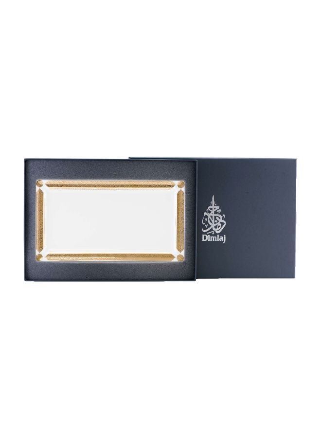 Dimlaj Cordoba Glass Dish White/Gold 34cm - Image 1