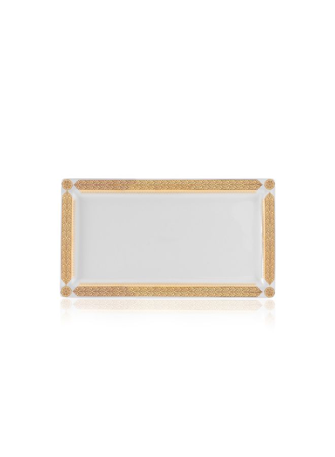 Dimlaj Cordoba Glass Dish White/Gold 34cm - Image 2