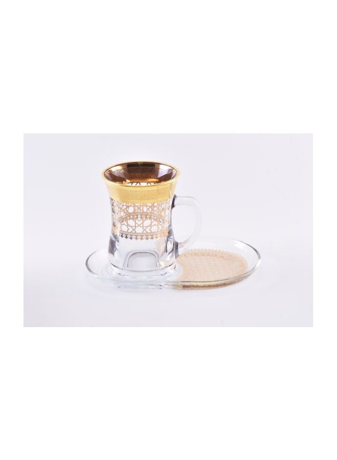 Dimlaj 4-Piece Cordoba Cup With Saucer Set Gold/Clear - Image 2