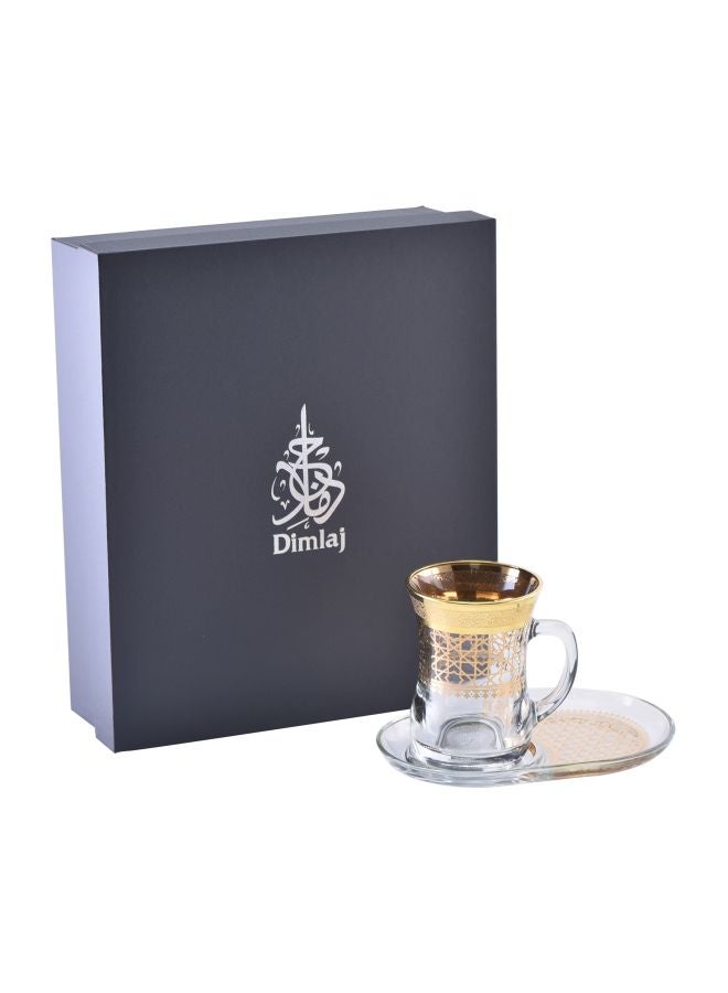 Dimlaj 4-Piece Cordoba Cup With Saucer Set Gold/Clear - Image 1