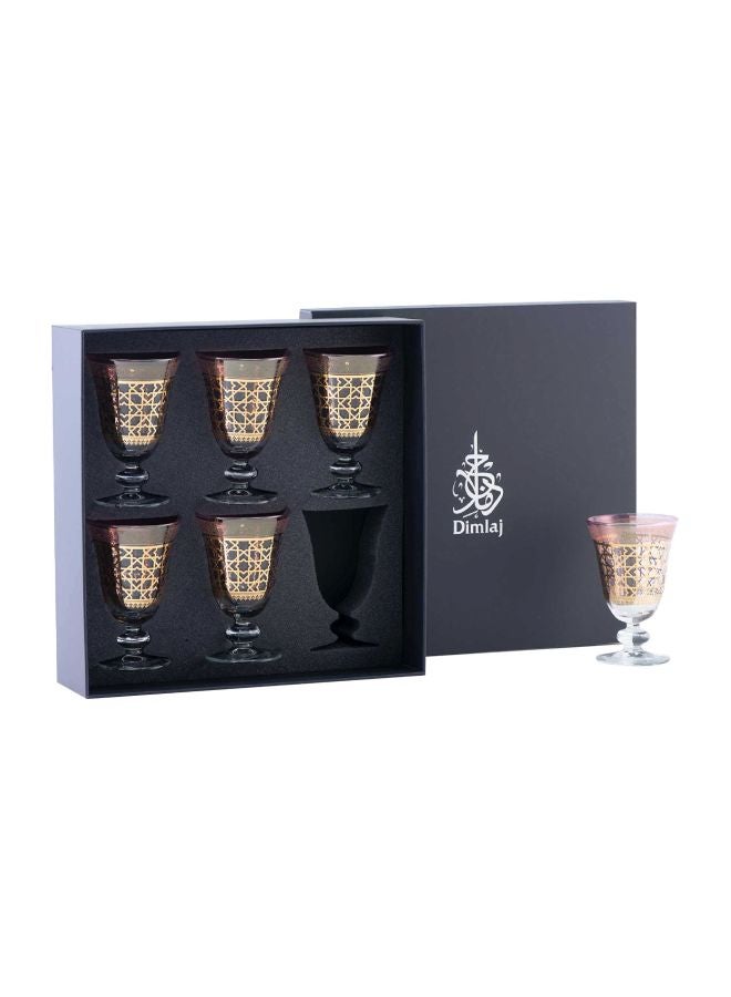 Dimlaj 6-Piece Cordoba Glass Cup Set Clear/Gold 320ml - Image 1
