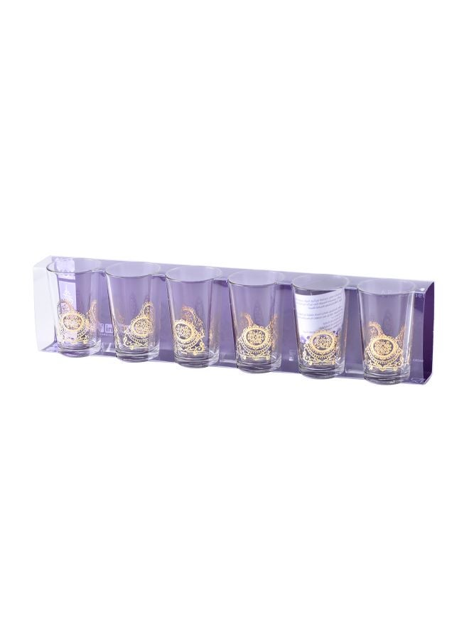 Dimlaj 6-Piece Moroccan Glass Set Clear/Gold 320ml - Image 1