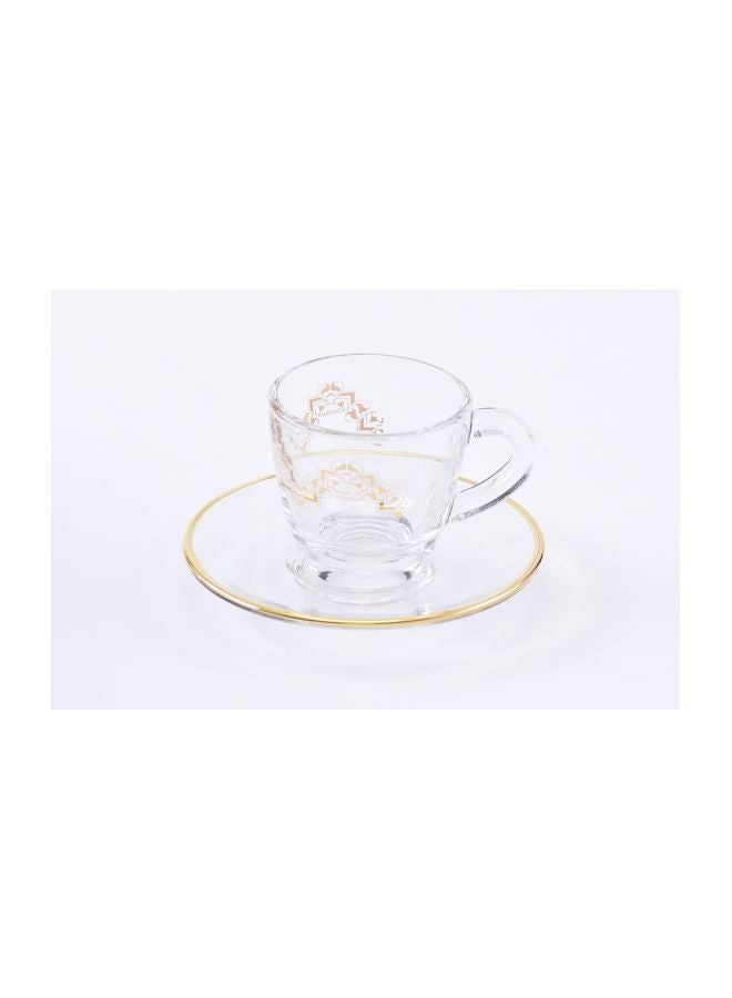 Dimlaj 12-Piece Coffee Cup And Saucer Set Clear/Gold 200ml - Image 2