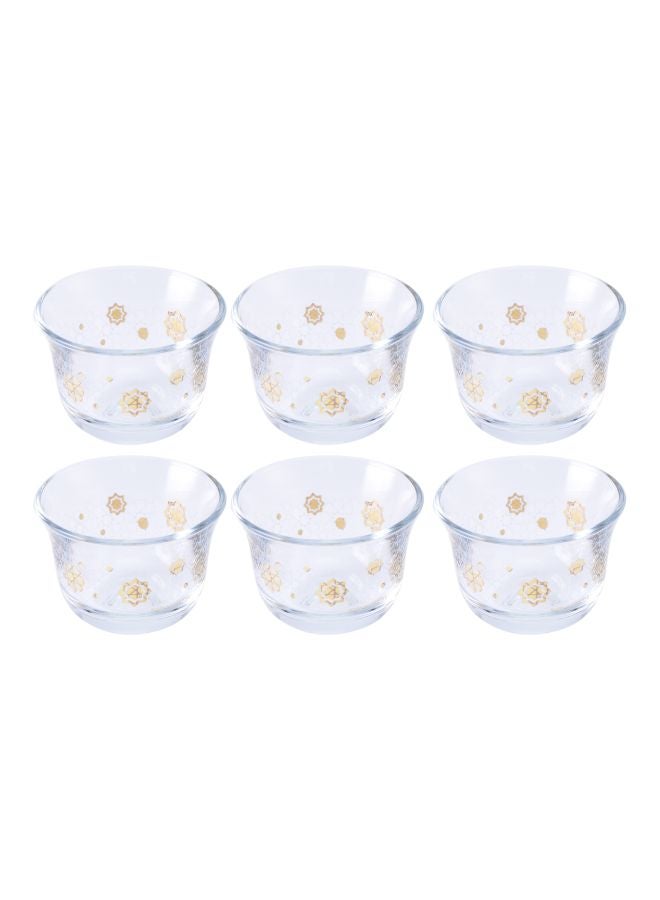 Dimlaj 6-Piece Wisteria Arabic Mist Gilt Bowl Set Clear/Gold 200ml - Image 1