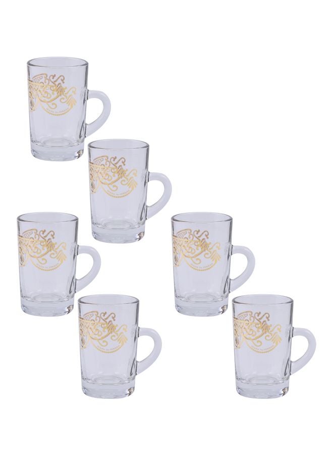 Dimlaj 6-Piece Glimmer Doctrine Tea Cup Set Clear/Gold 280ml - Image 1