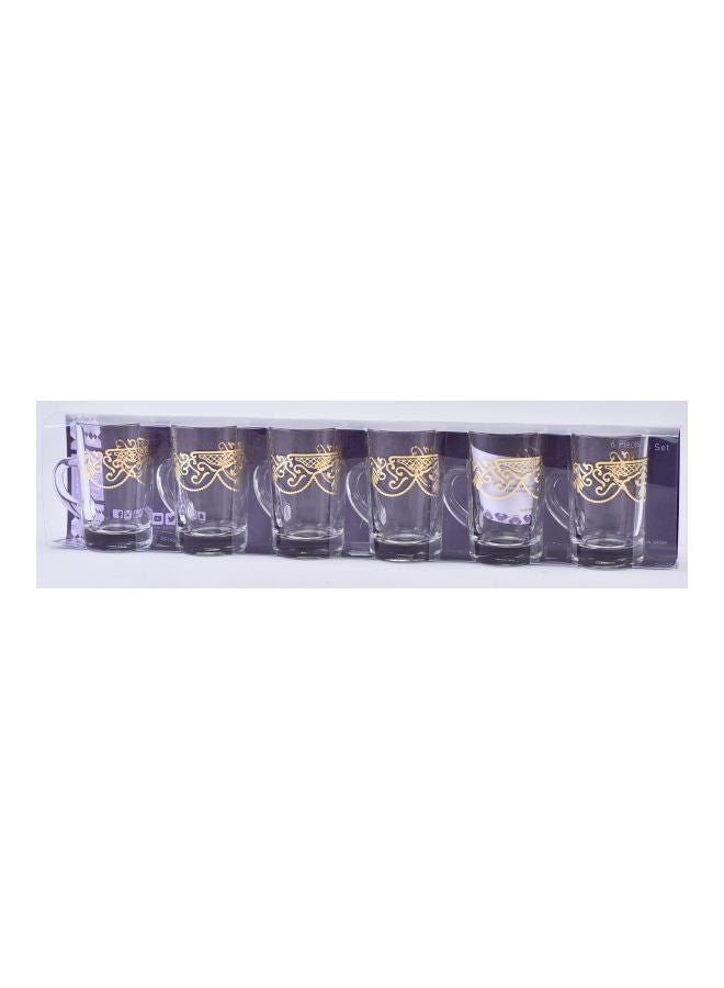 Dimlaj 6-Piece Glimmer Doctrine Tea Cup Set Clear/Gold 280ml - Image 2