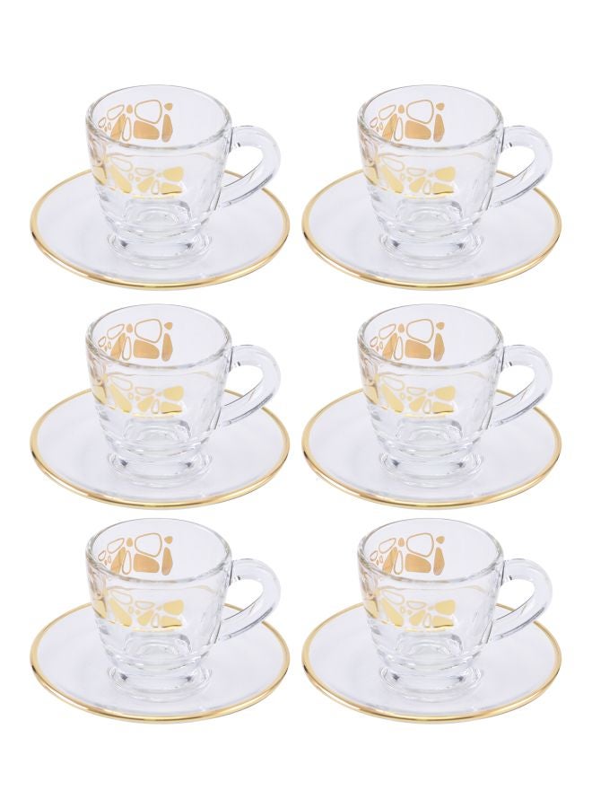 Dimlaj 12-Piece Wisteria Cup And Saucer Set Clear/Gold 220ml - Image 1