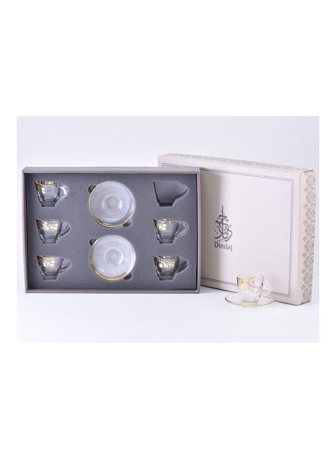 Dimlaj 12-Piece Wisteria Cup And Saucer Set Clear/Gold 220ml - Image 2