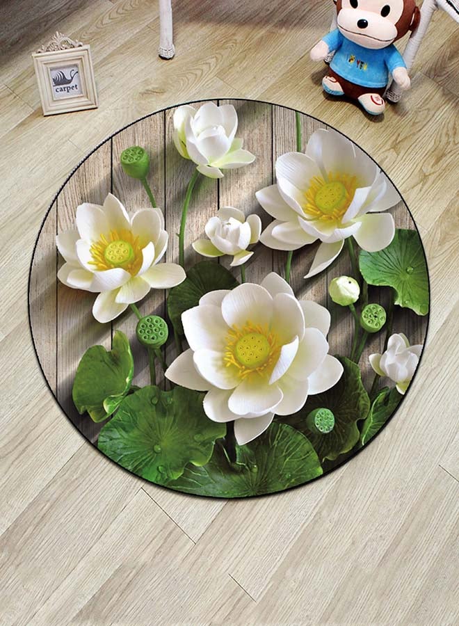 Pastorable Lotus Printed Anti-Skid Living Room Floor Mat Grey/Green/White 60 x 60cm 
