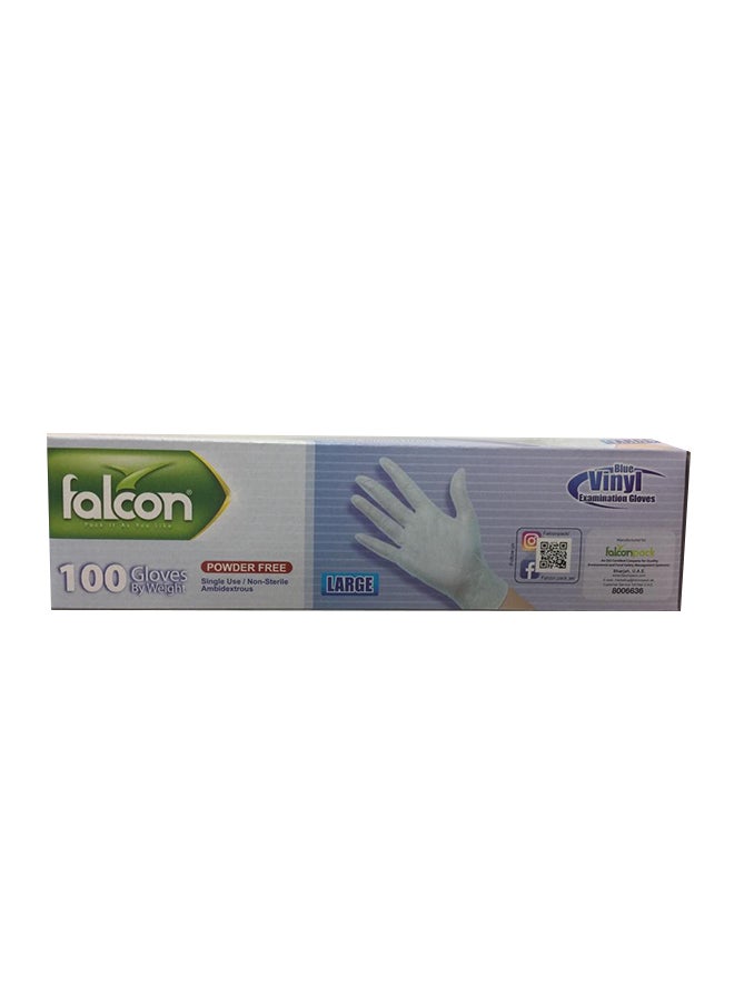 Falcon 100-Piece Powder Free Vinyl Examination Gloves Blue Large  - Image 3