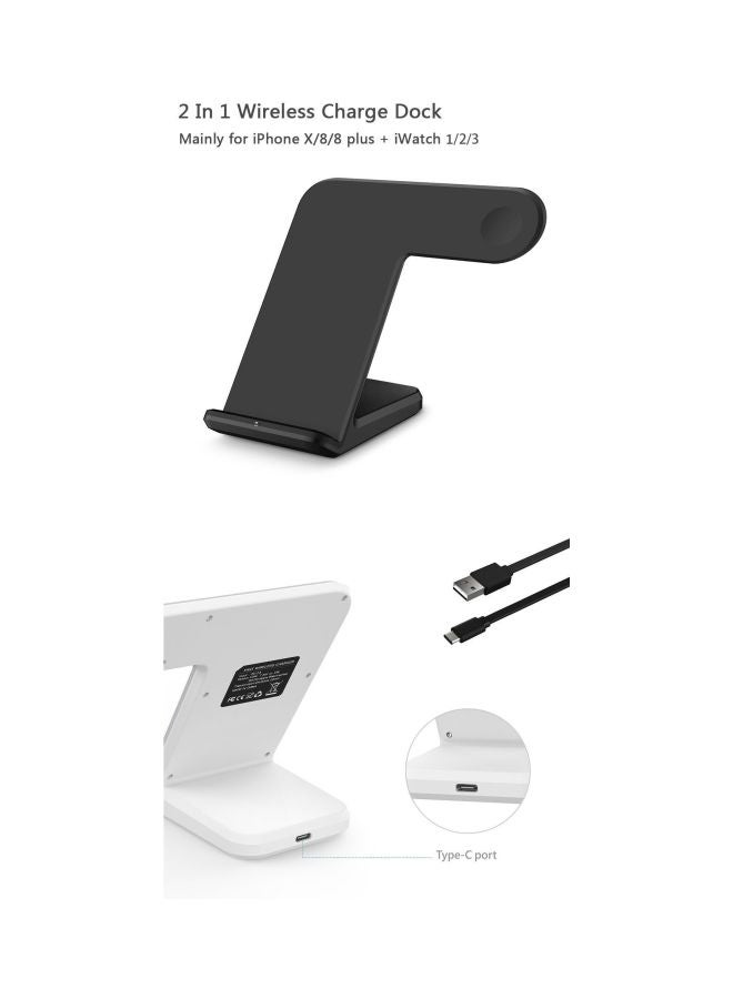 Generic - 2-In-1 Wireless Charging Dock For Apple iPhone X White - Image 1