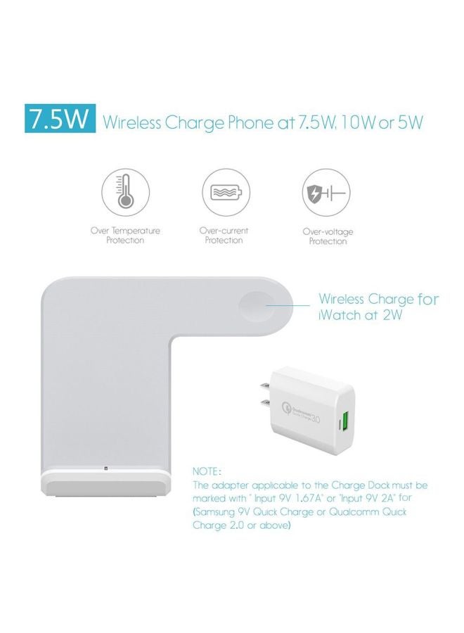 Generic - 2-In-1 Wireless Charging Dock For Apple iPhone X White - Image 1