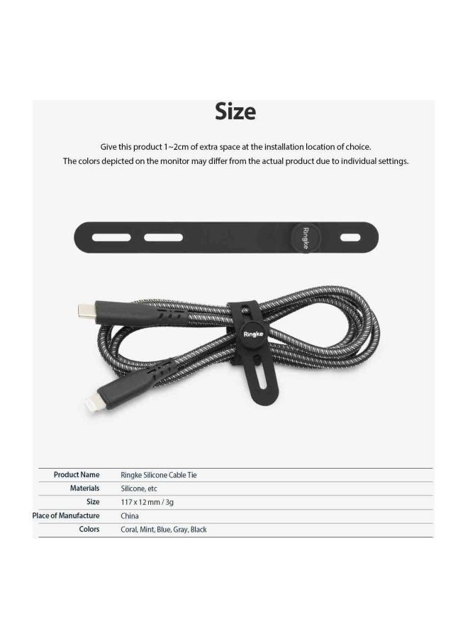 Ringke 5-Piece Reuable Cable Organizing Strap Black - Image 2