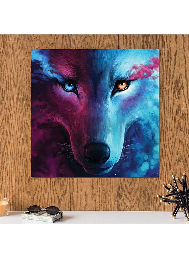 Atiq Wolf Wall Art Painting Pink/Blue/Black 30 x 30cm - Image 2