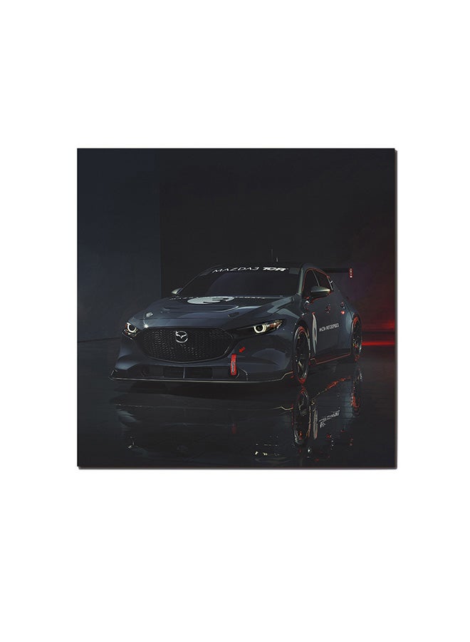أتيك لوحة فنية لديكور الحائط تمثل سيارة مازدا 3 أسود/ رمادي/ أحمر 30 x 30سم - Image 1