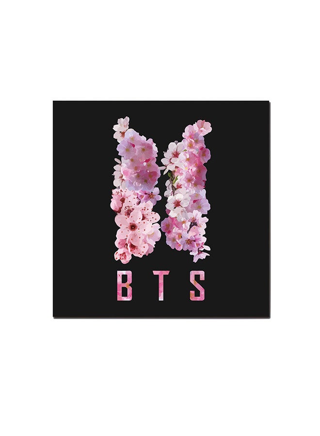 أتيك لوحة حائط فنية بشعار فرقة BTS أسود/وردي 30 x 30سم  - Image 1