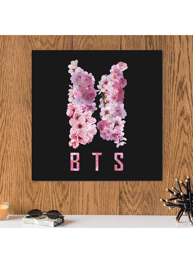 أتيك لوحة حائط فنية بشعار فرقة BTS أسود/وردي 30 x 30سم  - Image 2
