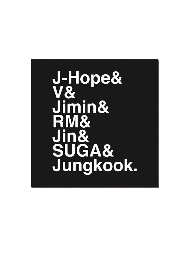 Atiq BTS Squad's Names Wall Art Painting Black/White 30 x 30cm - Image 1