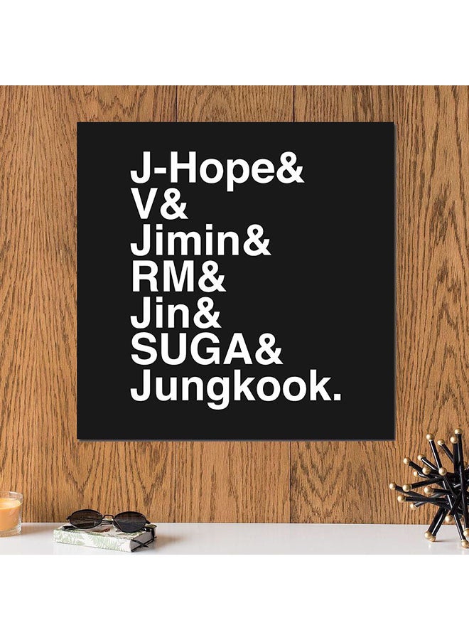 Atiq BTS Squad's Names Wall Art Painting Black/White 30 x 30cm - Image 2