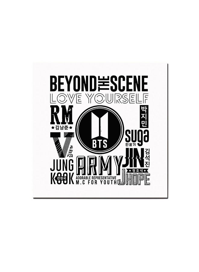 Atiq BTS Squad's Albums Wall Art Painting Black/White 30 x 30centimeter - Image 1