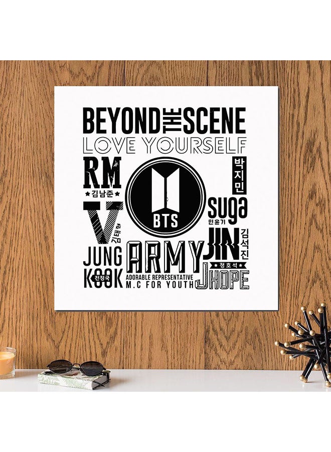 Atiq BTS Squad's Albums Wall Art Painting Black/White 30 x 30centimeter - Image 2