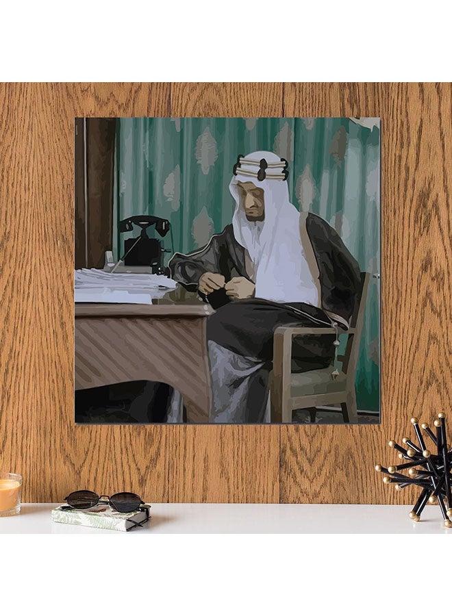 Atiq King Faisal Wall Art Painting Multicolour 30 x 30centimeter - Image 2