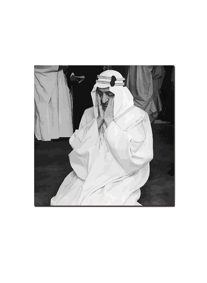 Atiq King Faisal Wall Art Painting Black/White/Grey 30 x 30centimeter - Image 1