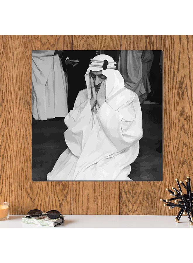 Atiq King Faisal Wall Art Painting Black/White/Grey 30 x 30centimeter - Image 2