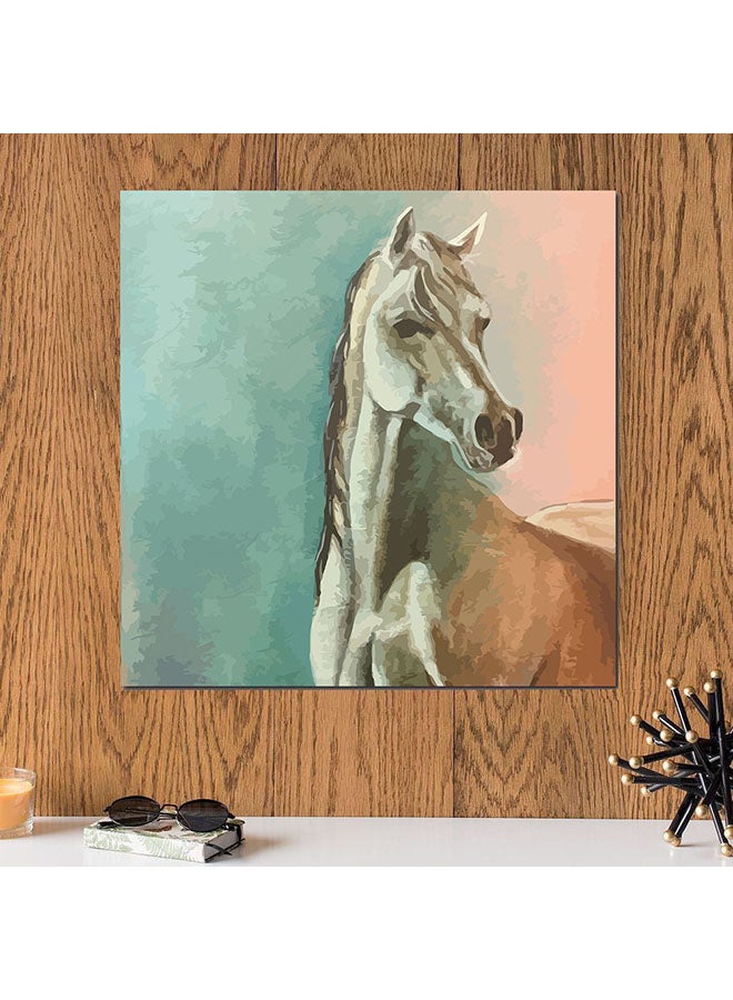 أتيك لوحة فنية لديكور الحائط برسمة حصان أزرق/وردي/بني 30 x 30Ø³Ù†ØªÙŠÙ…ØªØ±  - Image 2