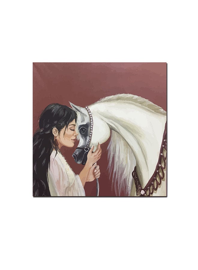 Atiq Arabian Horse Lover Wall Art Painting Brown/White/Black 30 x 30cm - Image 1