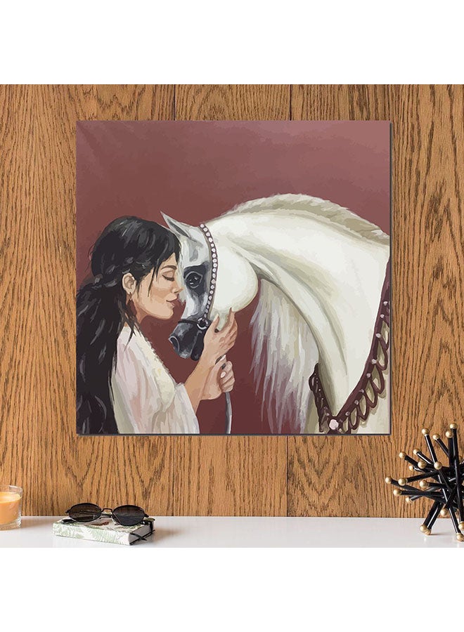 Atiq Arabian Horse Lover Wall Art Painting Brown/White/Black 30 x 30cm - Image 2