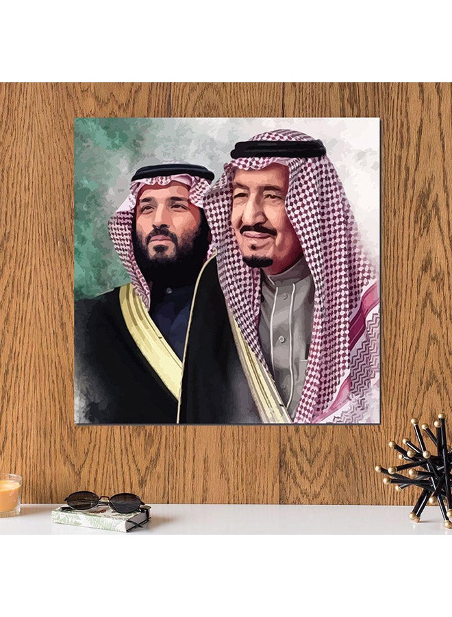 أتيك لوحة فنية لديكور الحائط تمثل الملك سلمان والأمير محمد بن سلمان متعدد الألوان 30 x 30Ø³Ù†ØªÙŠÙ…ØªØ±  - Image 2