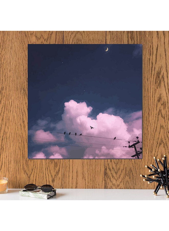 Atiq Clouds Wall Art Painting Pink/Blue/Black 30 x 30centimeter - Image 2