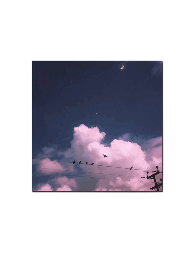 Atiq Clouds Wall Art Painting Pink/Blue/Black 30 x 30centimeter - Image 1