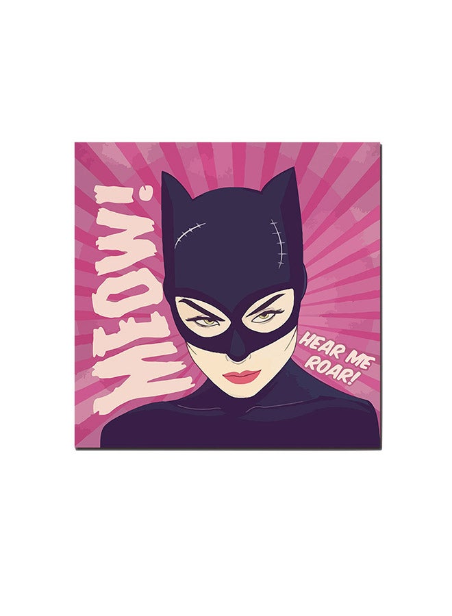 Atiq Catwoman Wall Art Painting Pink/Black/White 30 x 30centimeter - Image 1