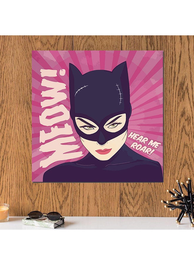 Atiq Catwoman Wall Art Painting Pink/Black/White 30 x 30centimeter - Image 2