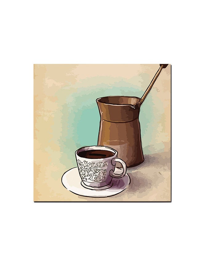 أتيك لوحة فنية لديكور الحائط تعبر عن عشاق القهوة بيج/بني/أبيض 30 x 30Ø³Ù†ØªÙŠÙ…ØªØ± - Image 1