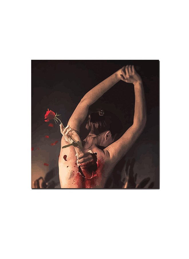 Woman And Flower Wall Art Painting Multicolour 30 x 30centimeter