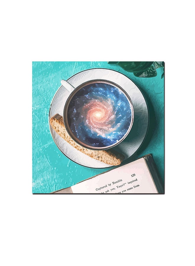 لوحة فنية لديكور الحائط تعبر عن عشاق القهوة أزرق/أبيض/بني 30 x 30سم