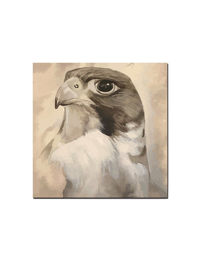 أتيك لوحة فنية لديكور الحائط بتصميم صقر بيج/رمادي/أبيض 30 x 30سم 
