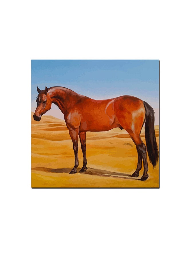 Horse Wall Art Painting Brown/Yellow/Blue 30 x 30cm
