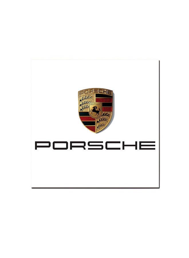 Porsche Logo Wall Art Painting White/Gold/Black 30 x 30centimeter