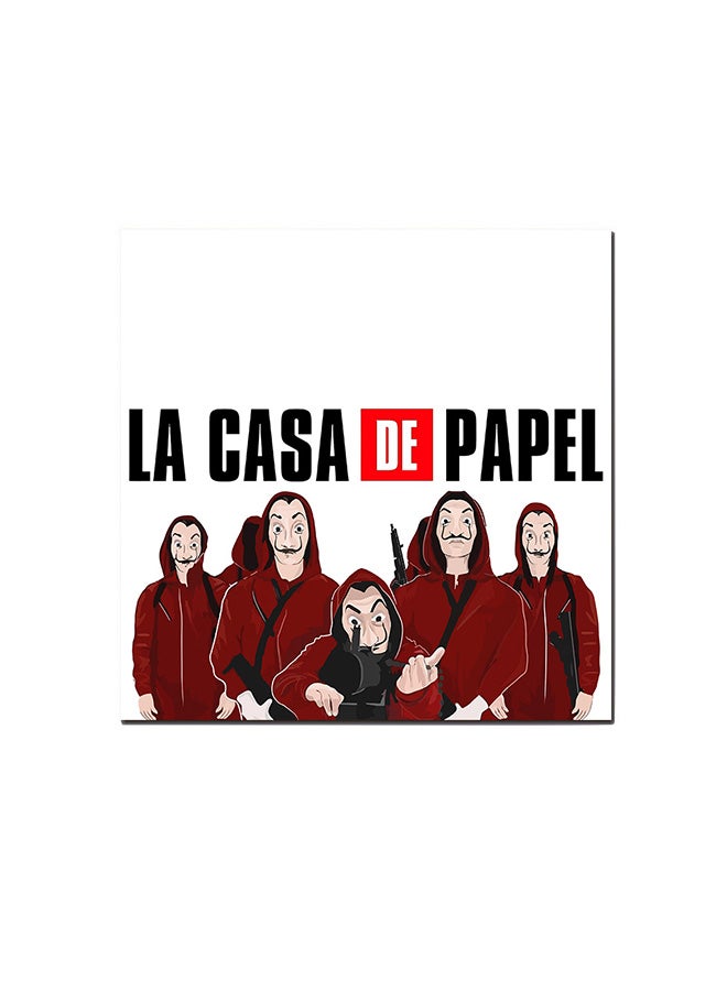 لوحة فنية بطبعة مسلسل "La Casa De Papel" أبيض/أحمر/أسود 30 x 30سم