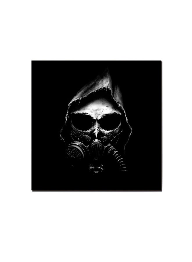 Atiq Skull With Gas Mask Wall Art Painting Black/Grey/White 30 x 30cm - Image 1