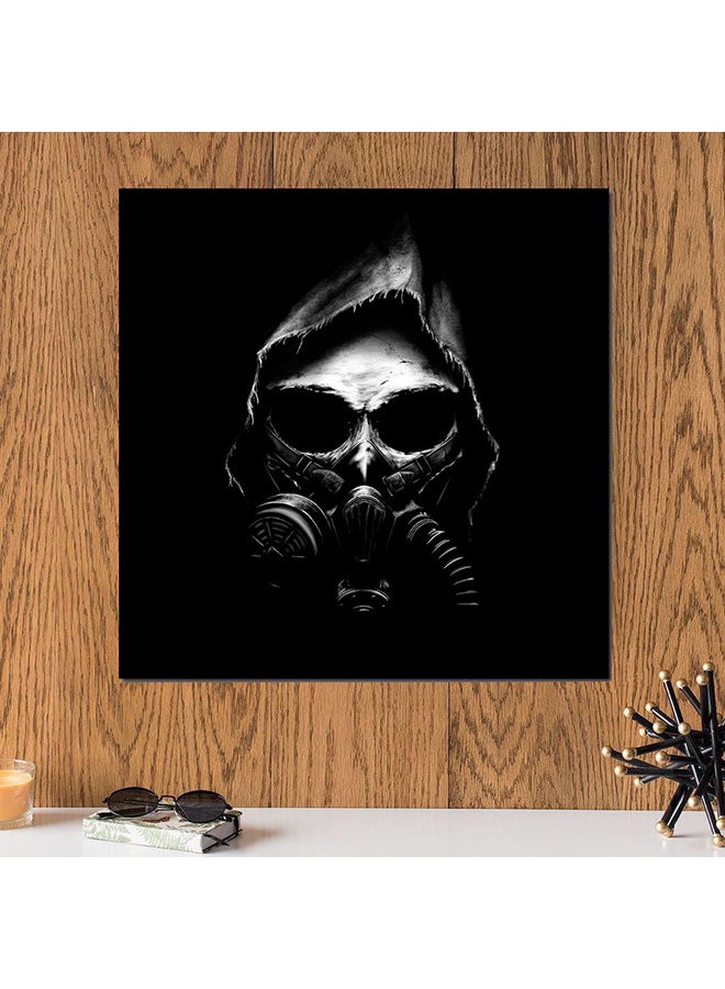 Atiq Skull With Gas Mask Wall Art Painting Black/Grey/White 30 x 30cm - Image 2