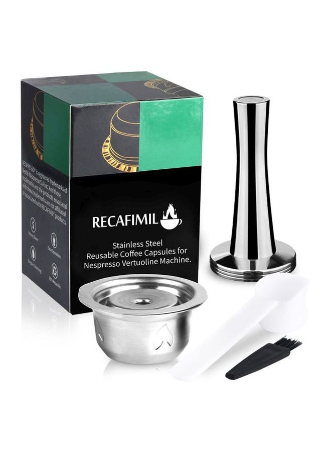 3-Piece Stainless Steel Coffee Capsule Pods Set HKJ-27 Silver/White/Black  - Image 5