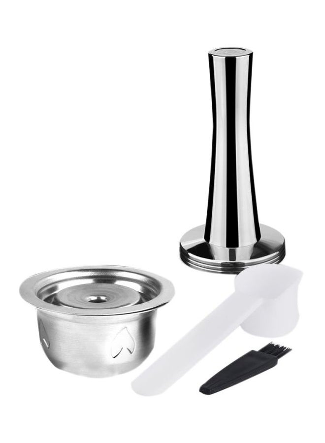 3-Piece Stainless Steel Coffee Capsule Pods Set HKJ-27 Silver/White/Black  - Image 1