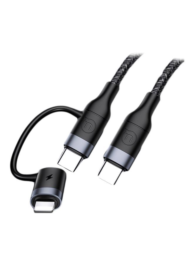 Usams 2-in-1 USB Type-C Cable Black - Image 1